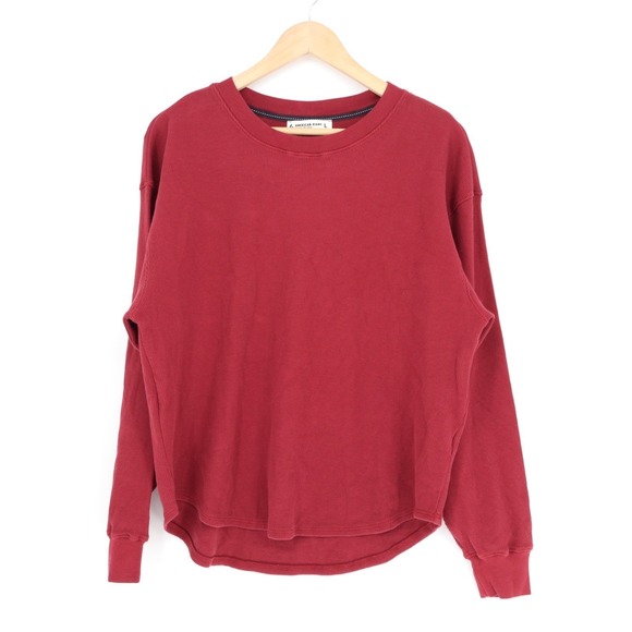 American Giant Thermal T-Shirt Womens L Maroon Long Sleeve Crew Neck Round Hem - Picture 2 of 7